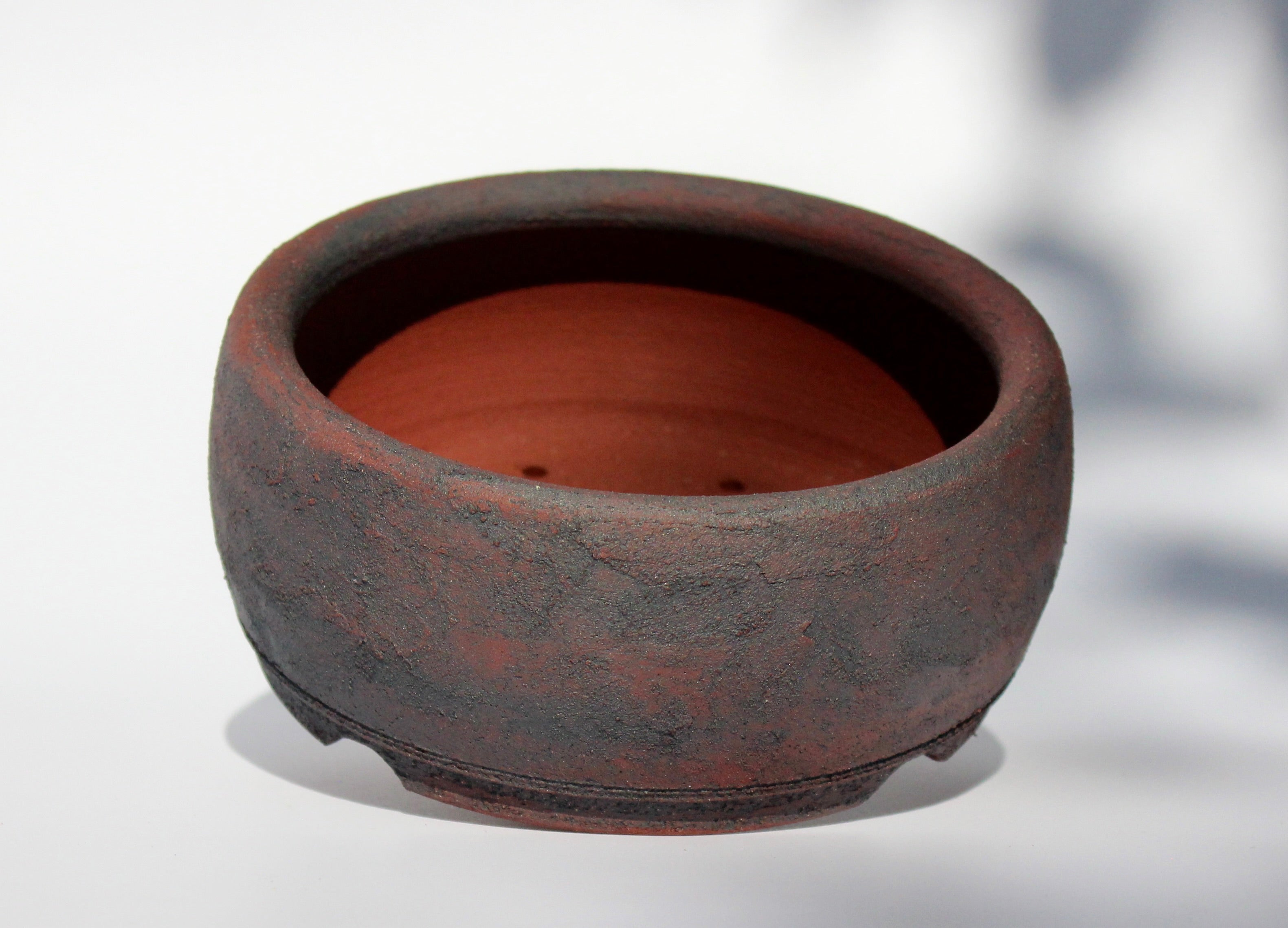 Round unglazed bonsai pot 135mm