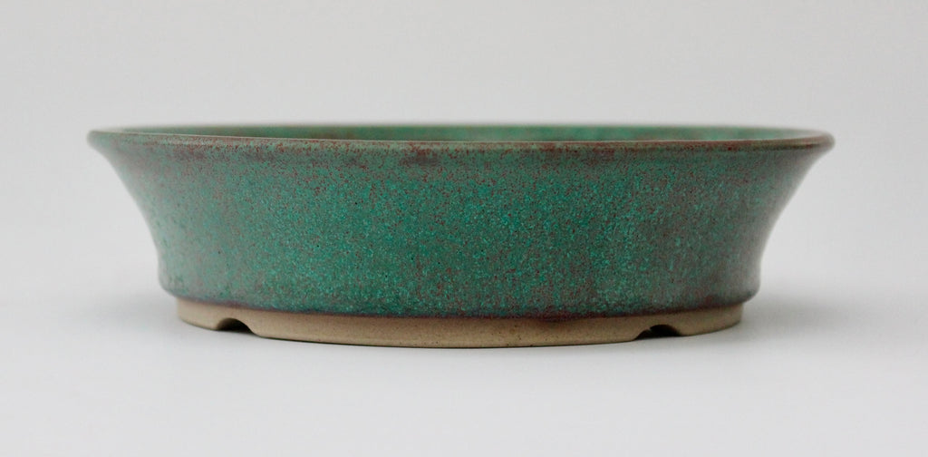 Round bonsai pot in a matte copper glaze. D.171mm