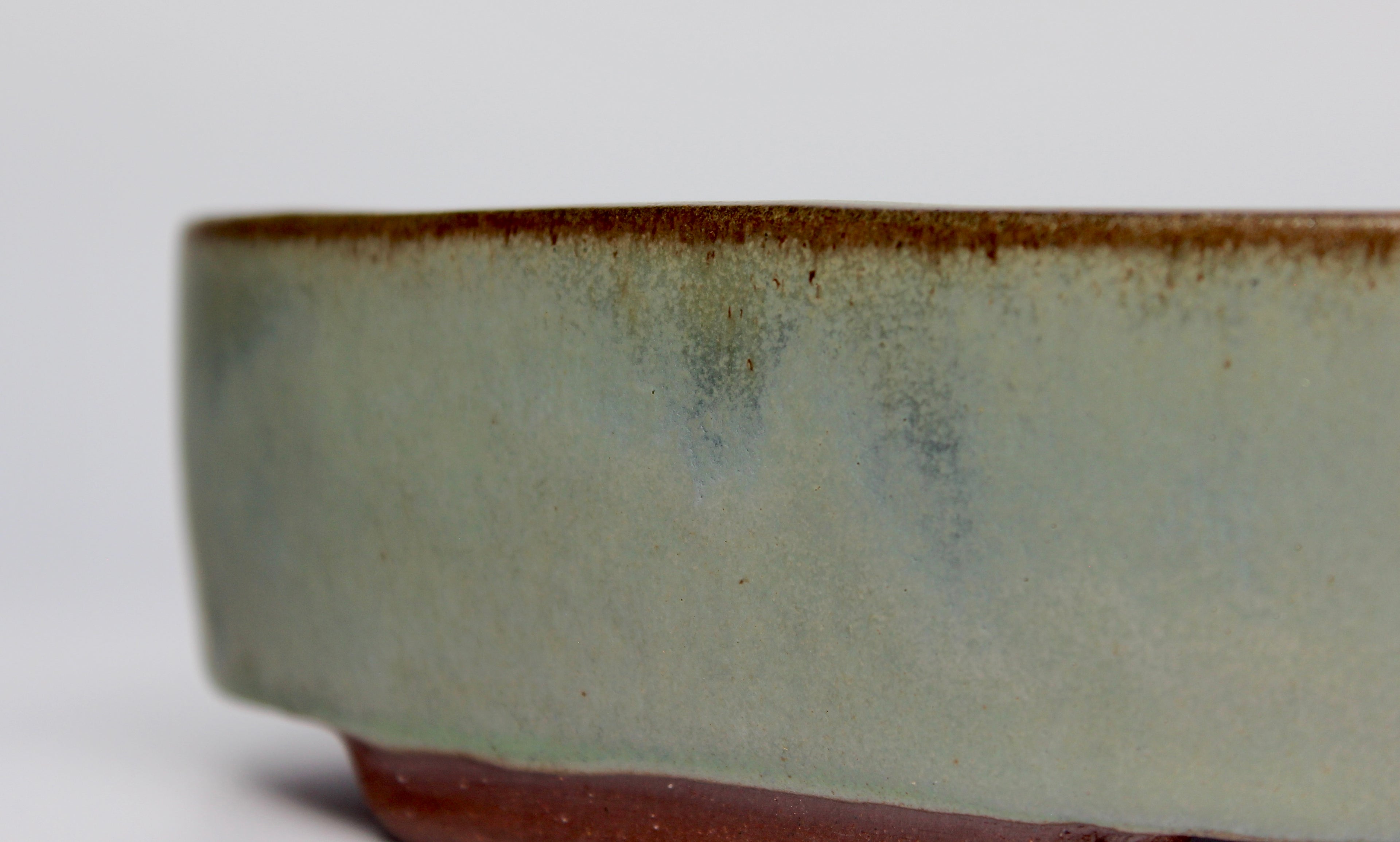 Oval bonsai pot in a matte blue/grey glaze 312x205mm