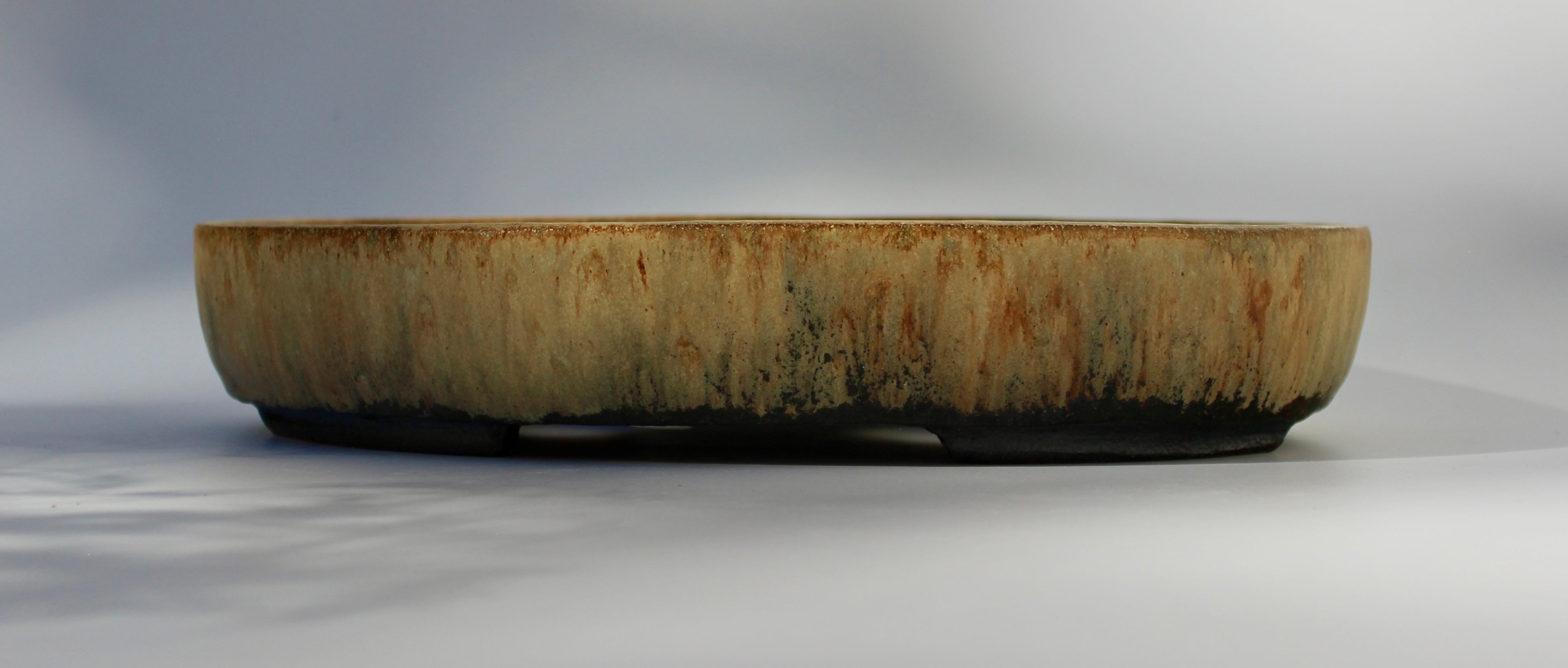 Oval bonsai pot in a matte layered glaze 329x231mm