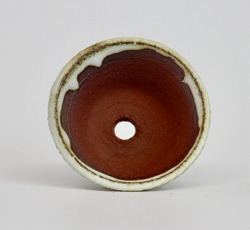 Round bonsai pot in a matte white glaze D.77mm