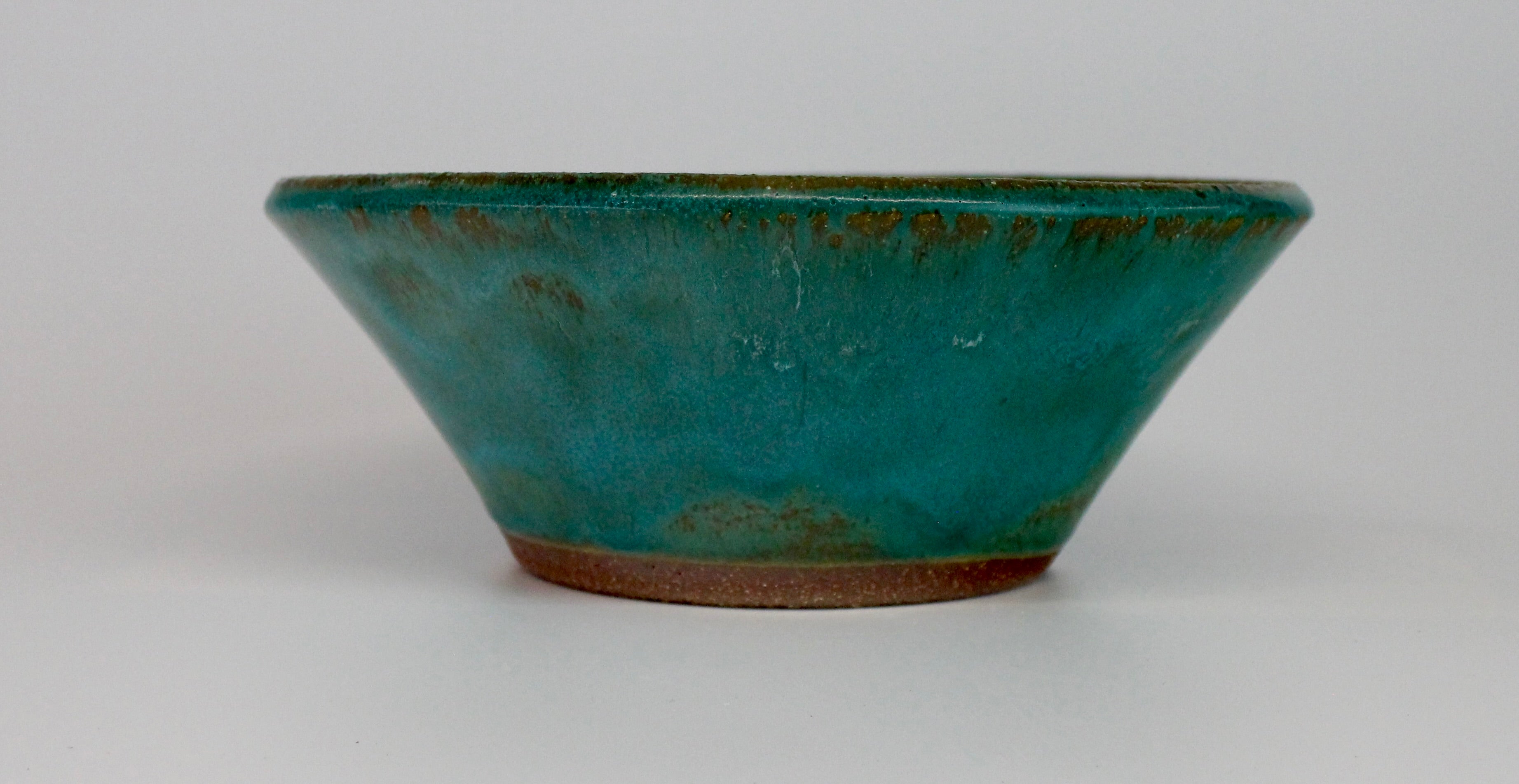 Round bonsai pot in a copper green glaze D.203mm