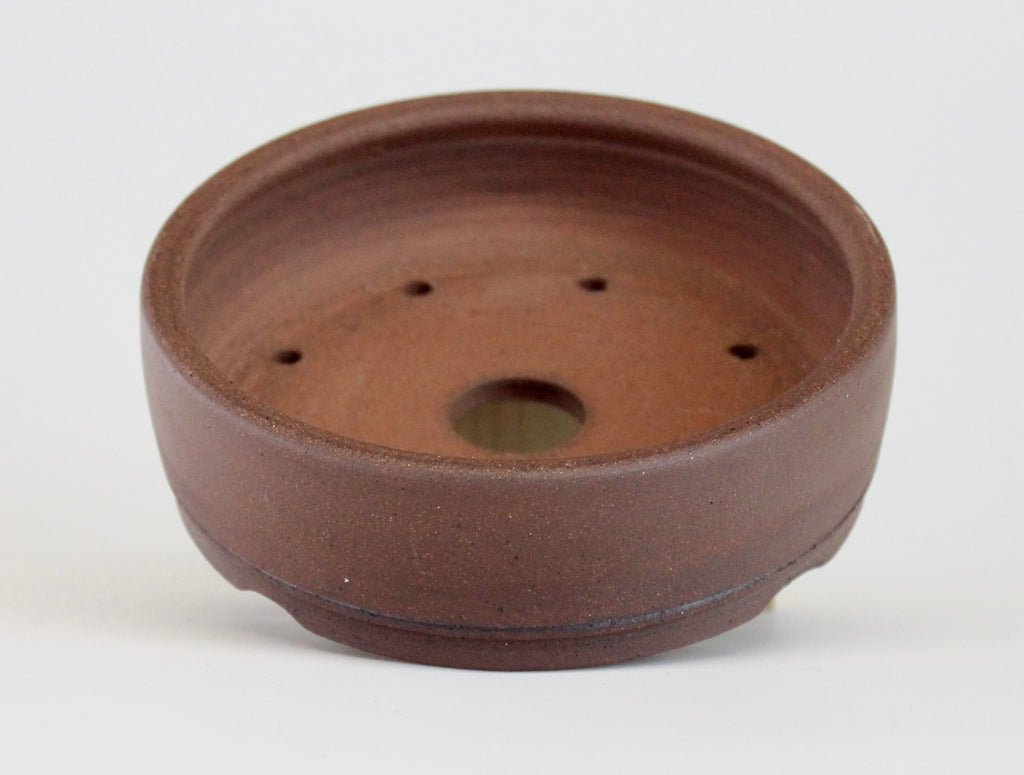 Round unglazed bonsai pot. D.111mm