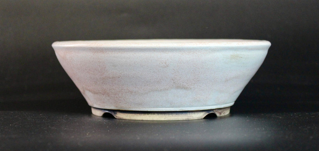 Round bonsai pot in a matte white glaze D.180mm
