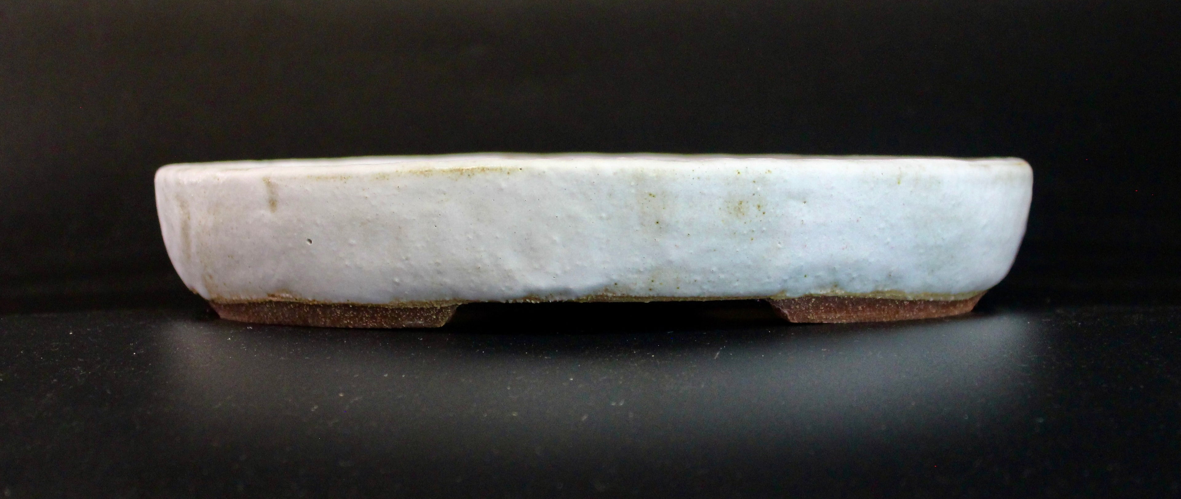 Oval bonsai pot in a matte white glaze 230x196mm