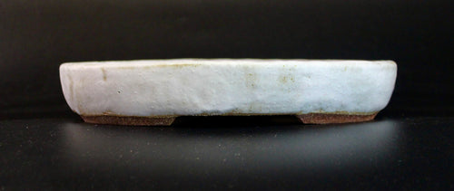 Oval bonsai pot in a matte white glaze 230x196mm