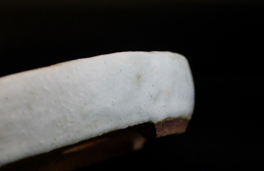 Oval bonsai pot in a matte white glaze 230x196mm