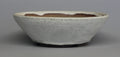 Round bonsai pot in a matte white glaze. D.198mm