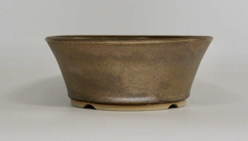 Round bonsai pot in a matte bronze glaze. D.172mm