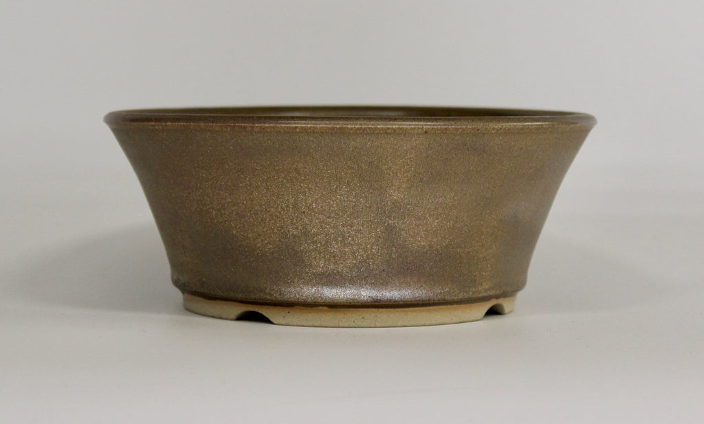 Round bonsai pot in a matte bronze glaze. D.172mm